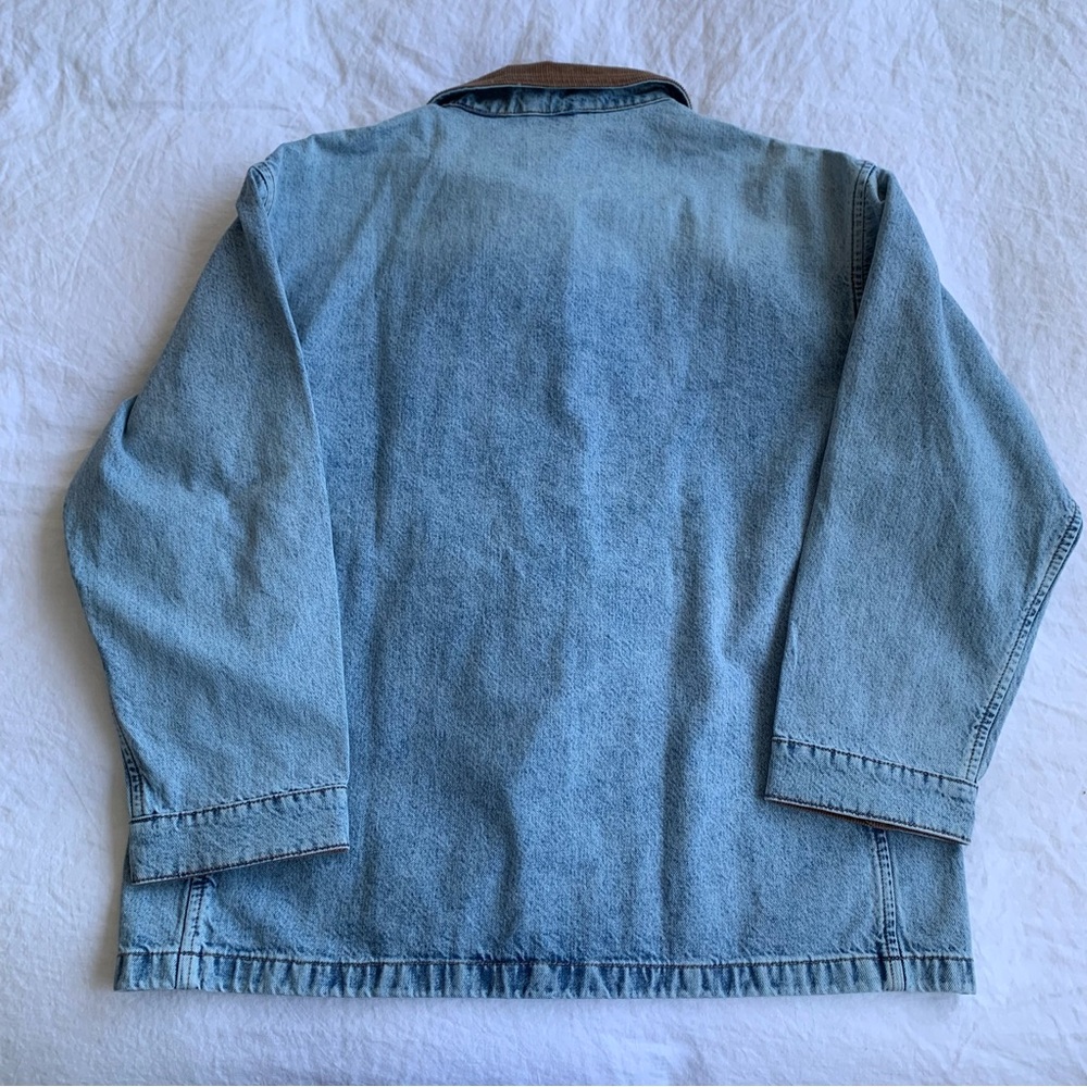 NWT Doen Pascual Cotton Denim Jean Corduroy Collar Barn Jacket Deveraux Wash - Picture 11 of 14